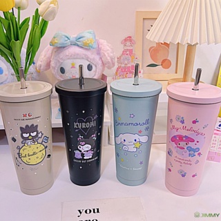 กระติกน้ําร้อนสเตนเลส แบบสองชั้น ลายอนิเมะ Sanrio Series น่ารัก 750 มล. พร้อมหลอดดูด