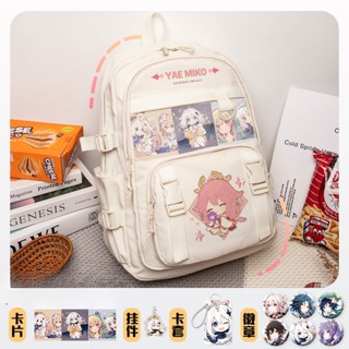 Genshin Impact schoolbag Yae Miko middle school girls 2023 new fashion waterproof lightweight soft net red shoulder bag middle school backpacks กระเป๋าเป้สะพายหลัง แบบนิ่ม