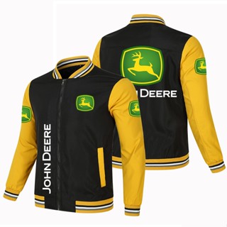 เสื้อแจ็กเก็ตเบสบอล กันลม พิมพ์ลายโลโก้ Johndeere แบบบาง เข้าได้กับทุกชุด สไตล์สปอร์ต ใช้งานกลางแจ้ง