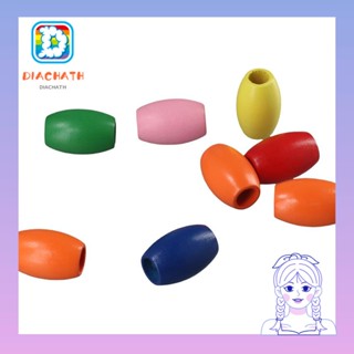 Diachath ลูกปัดไม้ ทรงวงรี ขนาด 20*30 มม. ย้อมสี หลากสี สําหรับทําเครื่องประดับ สร้อยข้อมือ DIY 50 ชิ้น