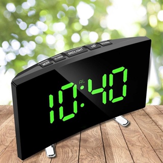 LED Screen Curved Bedroom Digital Table Clock Electronic Number Desktop Dimmable Mirror Alarm Clocks for Kids Bedroom