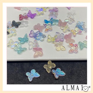 Alma 100 ชิ้น / ล็อต ผีเสื้อ หลวม ลูกปัด ต่างหู สร้อยคอ จี้ DIY ที่มีสีสัน แก้ว