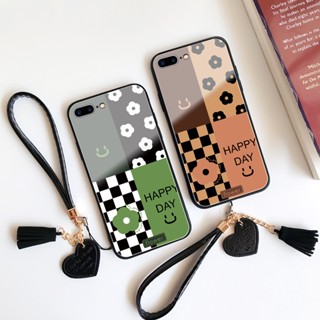 เคสโทรศัพท์มือถือแบบแก้วแข็ง ลายดอกไม้ หน้ายิ้ม พร้อมสายคล้อง สําหรับ Realme GT NEO 2 3 8 9 4G 5G 7 Pro 7i