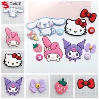 Tobie แผ่นแพทช์พวงกุญแจ รูปตุ๊กตา Kuromi Cinnamoroll 3D DIY อุปกรณ์เสริม สําหรับทําเครื่องประดับ กิ๊บติดผม 5 ชิ้น