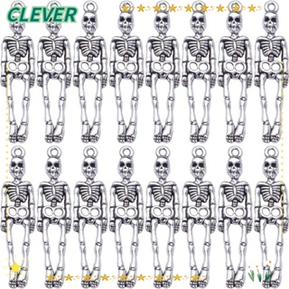 Clever จี้รูปกะโหลกโครงกระดูก โลหะผสมเงิน สไตล์ทิเบต สําหรับทําเครื่องประดับ ต่างหู