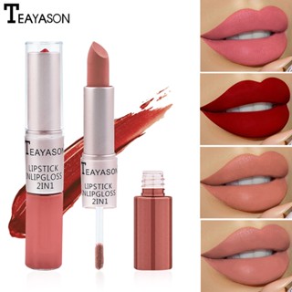 Spot# Cross-Border Double-headed non-dipped Cup matte foggy lip gloss 2-in -1 matte bean paste non-fading dipped Cup lipstick female 8jj