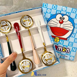 Stainless Steel Spoon Doraemon Cartoon Spoon Thickened Small Spoon Coffee Round MOLISA MOLISA