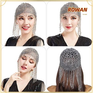 Rowans หมวกเต้นรํา ประดับลูกปัด พู่ แวววาว แปลกใหม่ ไนท์คลับ เครื่องประดับผม งานแต่งงาน