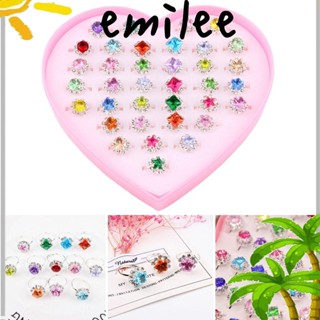 Emilee แหวนเพชร ปรับขนาดได้ เครื่องประดับแฟชั่น สําหรับเด็ก 36 ชิ้น