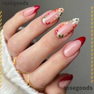 Rosegoods1 เล็บปลอมแฟชั่น หัวแหลม ยาวปานกลาง สําหรับตกแต่งเล็บ