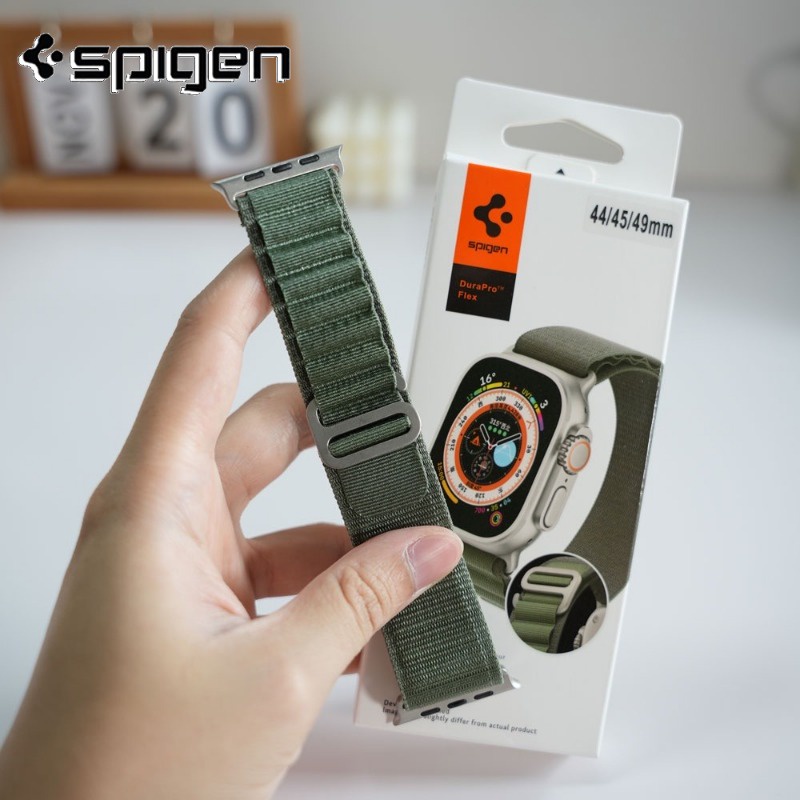 Spigen สายนาฬิกาข้อมือไนล่อนถัก ปรับได้ แบบเปลี่ยน สําหรับ apple Watch Ultra 49 มม. S8 45 มม. 44 มม. 42 มม.