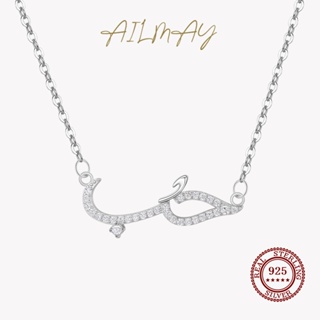 Ailmay สร้อยคอเงินสเตอร์ลิง 925 จี้ลายหนังจระเข้ เครื่องประดับแฟชั่น สําหรับผู้หญิง