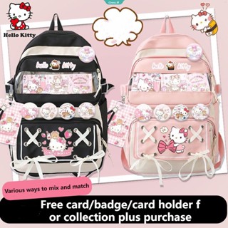 Sanrio กระเป๋าเป้สะพายหลัง กระเป๋าใส่แล็ปท็อป ลายการ์ตูน Hello Kitty กันน้ํา ความจุสูง สําหรับผู้หญิง [GM]