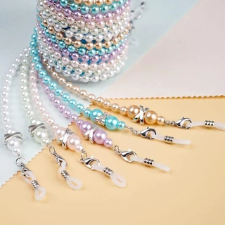 จัดส่งจากประเทศไทยVIVIDV Sunglass Lanyard Straps, แว่นตาอุปกรณ์เสริมเลียนแบบ Pearl แว่นอ่านหนังสือ, แบบพกพาลูกปัด 75 ซม. 6 สี Pearl แว่นตาสายรัด Universal