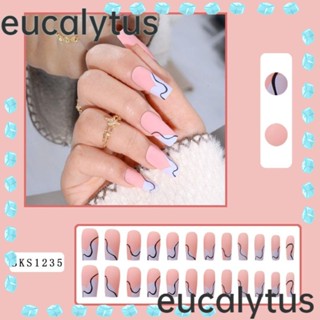 Eucalytus1 เล็บปลอม DIY สไตล์ฝรั่งเศส 24 ชิ้น