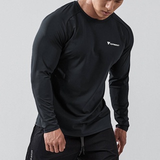 Muscle Workout Long-Sleeved T-shirt Mens Tights Autumn and Winter Undershirt Elastic Wicking Quick-Drying Running Training Sportswear j175