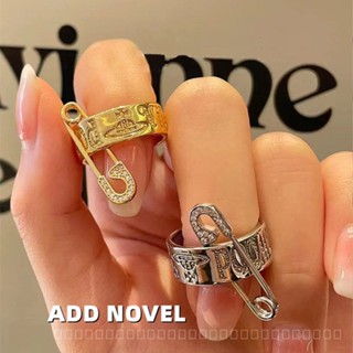 0809-YWTY-JZ Queen Mother Vivienne Rhinestone Saturn Pin Ring Weiweian Universe Star Safety Pin Element Wide Ring ZLPW