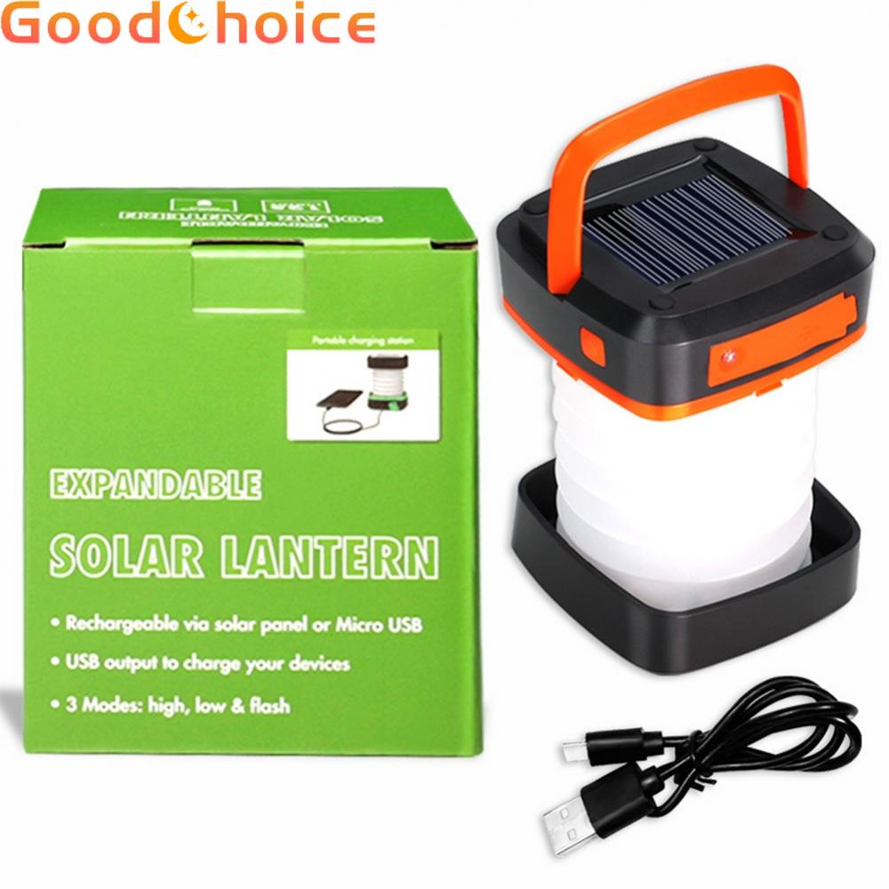 Outdoor Hiking  Led Camping Lanterns for Lighting with Solar Panel and USB
