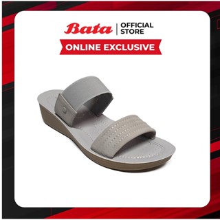 Online Exclusive Bata บาจา รองเท้าแตะลำลองแบบสวม ดีไซน์เก๋ด้วยสายคาดสาย รองรับน้ำหนักเท้าได้ดี สูง 1 นิ้ว สำหรับผู้หญิง รุ่น BRIDGET สีเทาน้ำตาล 5802044 สีชมพู 5805044