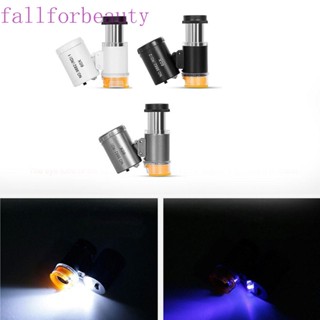 Fallforbeauty กล้องจุลทรรศน์ แว่นขยาย ใช้แบตเตอรี่ แบบพกพา มีไฟ LED 60X UV