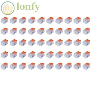 Lonfy ขั้วต่อทองแดง PC แบบใส 2 พอร์ต สีส้ม สําหรับช่างไฟฟ้า 50 ชิ้น