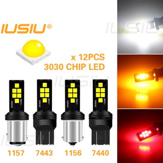 Iusiu หลอดไฟสัญญาณเลี้ยว DRL 12V S25 T20 1156 LED 1157 7440 7443 12SMD 3030 BA15S BAY15D W21W P21W W21 5W P21 สําหรับรถจักรยานยนต์ รถบรรทุก