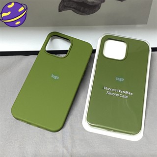 เคสโทรศัพท์มือถือ ซิลิโคนนิ่ม สีเขียวสน สําหรับ IPhone 15 15 14 13 12 11 Pro X XS Max 6 7 8 14 15 Plus XR