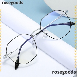 Rosegoods1 แว่นตาป้องกันแสงสีฟ้า ป้องกันดวงตา แว่นตาทรงกลม แว่นตาคอมพิวเตอร์ เบาพิเศษ สบาย โลหะ สําหรับผู้ชาย ผู้หญิง