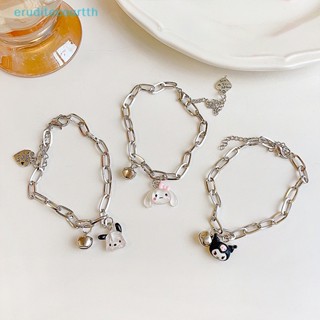 [eruditecourtth] Sanrio Kawaii Cinnamoroll สร้อยข้อมือ ลายการ์ตูน Pochacco ปรับได้ พร้อมกระดิ่ง เครื่องประดับ สําหรับคู่รัก ของขวัญวันหยุดน้ําผึ้ง [ใหม่]