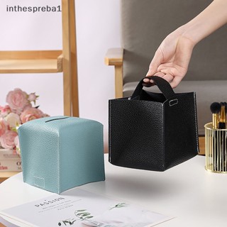 Inthespreba1^^ ที่ใส่กล่องทิชชู่ ทรงสี่เหลี่ยม พร้อมเข็มขัดด้านล่าง หนัง PU สําหรับตกแต่งโต๊ะ ห้องน้ํา สํานักงาน *ใหม่