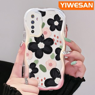 เคสโทรศัพท์มือถือแบบนิ่ม ใส ลายภาพวาดสีน้ํามัน รูปดอกไม้ สีดํา สําหรับ Realme 6 Pro 6s Narzo