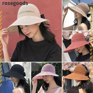 Rosegoods1 หมวกปีกกว้างลําลอง กันแดด พับได้ แบบพกพา สําหรับชายหาด