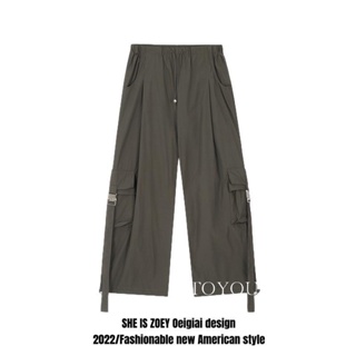 2TOYOUNG  กางเกงขายาว คาร์โก้ กางเกง เชือกอเมริกันคลาสิค Cargo pants 2023 NEW AG081218 Korean Style รุ่นใหม่ Beautiful ทันสมัย A90M08T 36Z230909