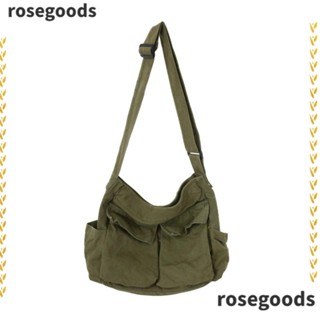 Rosegoods1 กระเป๋าสะพายไหล่ กระเป๋าเมสเซนเจอร์ ผ้าแคนวาส ลําลอง สําหรับผู้หญิง