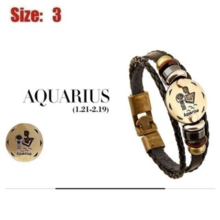 12 Zodiac Vintage Cuff Chain Bracelet Punk Leather Bangle Clearance sale