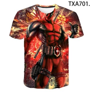 ใหม่ เสื้อยืดสตรีท พิมพ์ลาย Deadpool