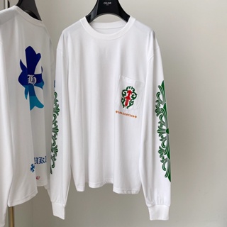 6B8T Chrome Hearts 2023 autumn and winter New Flower arm sword cross-flower letter printed round neck long sleeve T-shirt fashion men and women