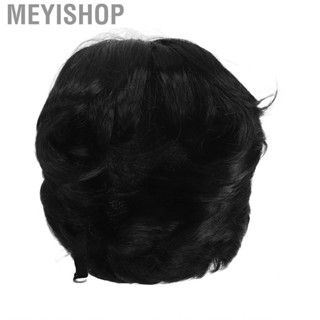 Meyishop Black Middle Part Wig Short Straight Refreshing Stylish Synthetic