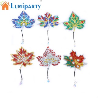 Lumiparty ที่คั่นหนังสืออะคริลิค แบบหนา รูปใบเมเปิ้ล ประดับเพชร 6 ชิ้น Diy