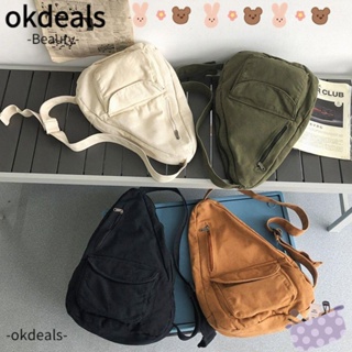 Okdeals กระเป๋าคาดอก กระเป๋าสะพายไหล่ ผ้าแคนวาส สีพื้น เหมาะกับการพกพาเดินทาง แฟชั่นสําหรับผู้ชาย และผู้หญิง