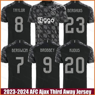 เสื้อกีฬาแขนสั้น ลายทีมฟุตบอล AFC Ajax Third Away Bergwijn Berghuis Taylor Kudus Brobbey Jersey Tshirs พลัสไซซ์ 2023-2024