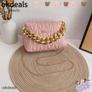 Okdeals กระเป๋าสะพายไหล่ กระเป๋าคลัทช์ หนัง PU ลําลอง สําหรับผู้หญิง