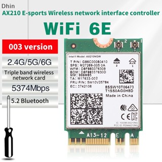 [Dhin] การ์ดอะแดปเตอร์ไร้สาย WiFi 6E Intel AX210 บลูทูธ 5.2 M.2 AX210NGW 2.4Ghz 5Ghz 6Ghz 5374Mbps 802.11ax AX200 COD สําหรับแล็ปท็อป PC