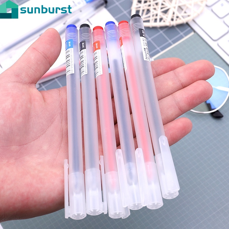 แปรงปากกา 3 สี แห้งเร็ว / ปากกาสอบนักเรียน / ปากกาเขียนลายเซ็นสํานักงานธุรกิจ / 0.5 เข็มเต็มใสฝ้าปากกาเป็นกลาง