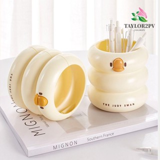 Taylor2pv กล่องใส่ปากกา แปรงแต่งหน้า อเนกประสงค์ พลาสติก ความจุขนาดใหญ่ สไตล์เกาหลี
