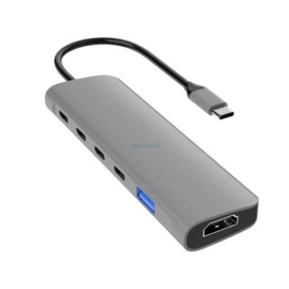 Ch*【พร้อมส่ง】ฮับ USB C อะลูมิเนียมอัลลอย Type C 6 in 1 พร้อมความเร็วสูง 10Gbps USB 3 1 PD100W 4