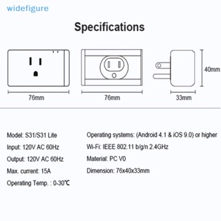 Widefigure SONOFF S31 ปลั๊กไฟอัจฉริยะ WiFi US พร้อมฟังก์ชั่นตรวจสอบเวลา EwElink APP รองรับ Alexa Google Home Nice