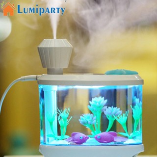 Lumiparty เครื่องทําความชื้น ขนาดเล็ก 460 มล. พร้อมไฟกลางคืน ชาร์จ Usb หลากสี สําหรับตู้ปลา