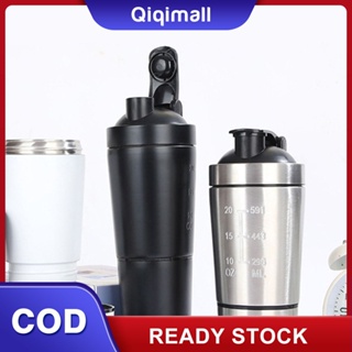 ถ้วยน้ำสแตนเลสความจุขนาดใหญ่ขวดเชคโปรตีน Creative Shake Cup Sealed Sports Drink Water Cup With Scale &amp;#39;QIQI