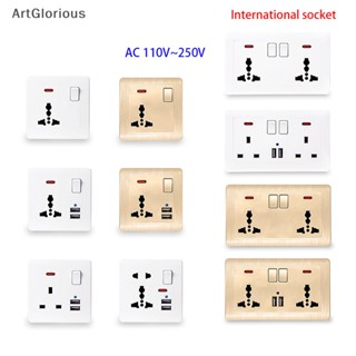 Art ซ็อกเก็ตสวิตช์ไฟฟ้า 13A USB ปลั๊ก UK พลาสติก สีขาว ทอง สําหรับห้องครัว บ้าน สํานักงาน